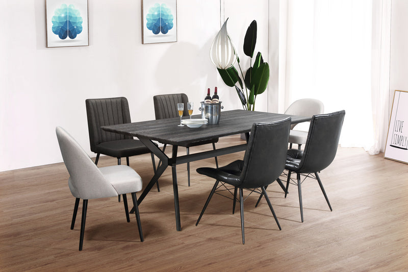 Chaise de salle à manger Avis en tissu de cuir végétalien et en métal - noire