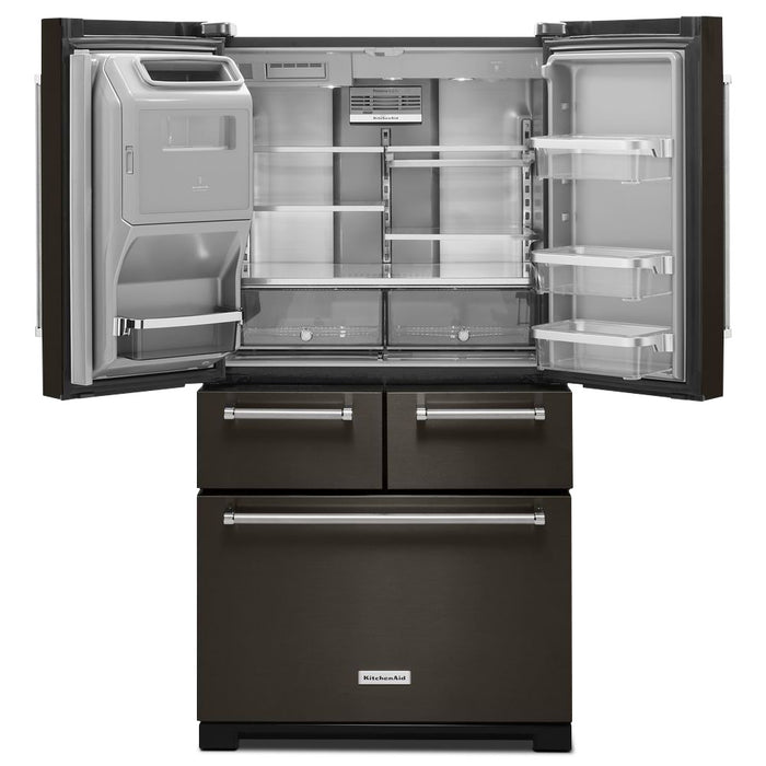 Réfrigérateur KitchenAid de 24 pi³ et de 36 po à multiples portes et à portes françaises - acier inoxydable noir - KRMF706EBS