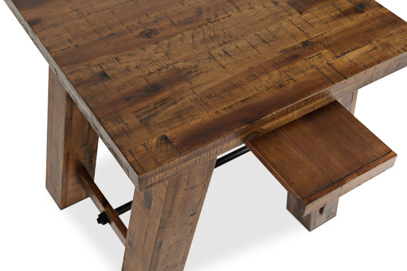 Table de bout rustique Galeveston de 22 po avec tablette - bois à grain de bois brun