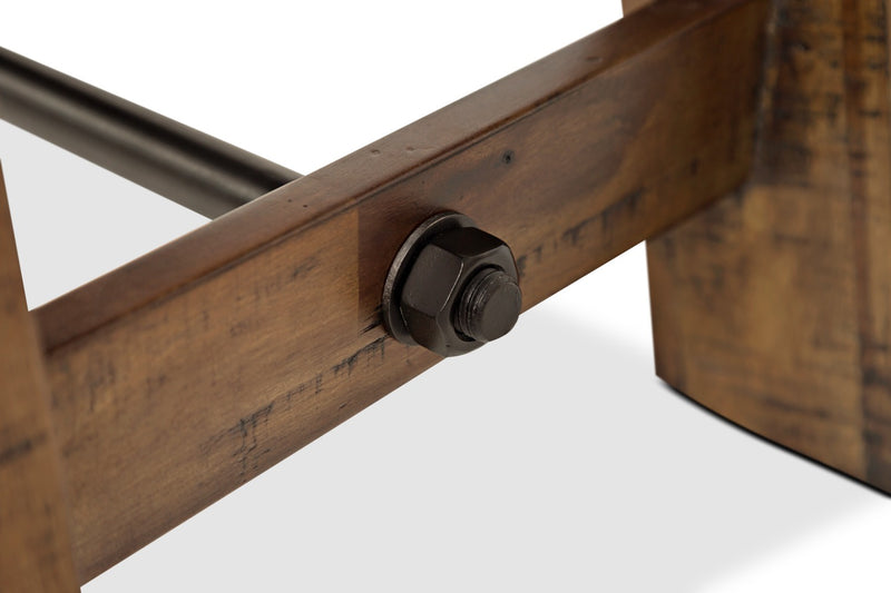 Table de salon rustique Galeveston de 50 po avec rangement et tablette - bois à grain de bois brun