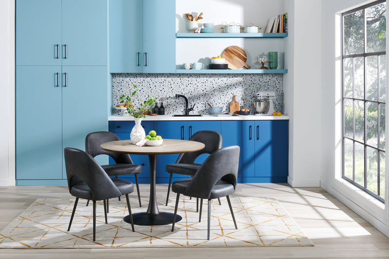 Chaise de salle à manger Bay de Kort & Co. en tissu de cuir végétalien et en métal - anthracite