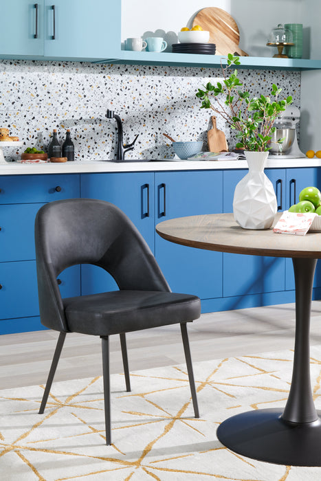 Chaise de salle à manger Bay de Kort & Co. en tissu de cuir végétalien et en métal - anthracite