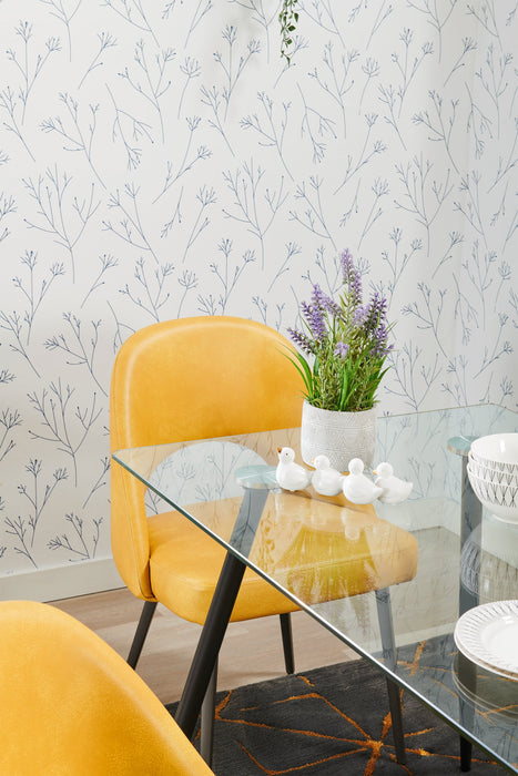 Chaise de salle à manger Bay de Kort & Co. en tissu de cuir végétalien et en métal - moutarde