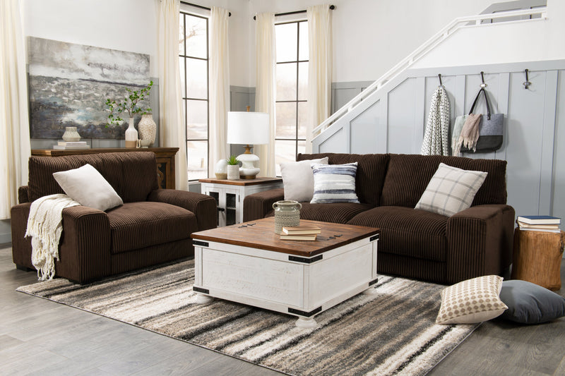 Table à café coffre rustique Benjy de 36 po avec rangement - bois deux teintes