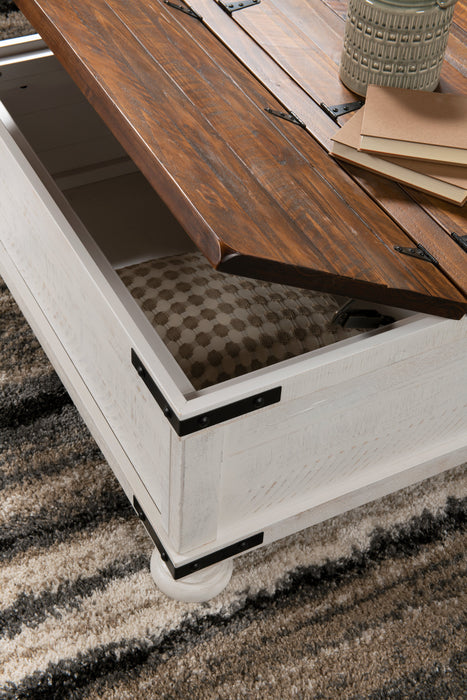 Table à café coffre rustique Benjy de 36 po avec rangement - bois deux teintes