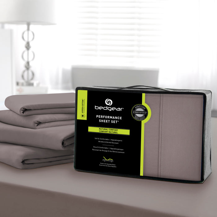 Ensemble de draps Hyper-Cotton BEDGEARMD 4 pièces pour lit double - gris