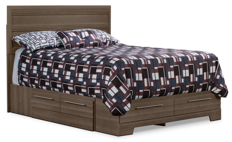 Ens. de chambre à coucher Olivia 4 pièces avec lit double de rangement et commode verticale - gris