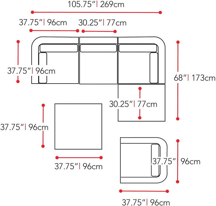 Ensemble de conversation Seattle pour la terrasse - sofa sectionnel