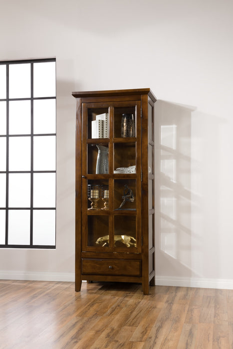 Armoire vitrée Bardini de 28,25 po avec porte en verre encadrée - brun cerisier 
