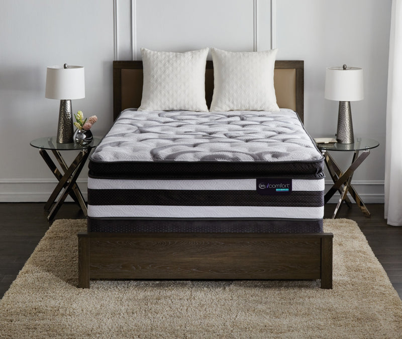 Ensemble semi-ferme à plateau-coussin épais Manolo iComfort Hybride de Serta pour lit double