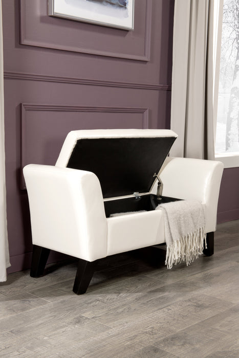 Pouf de rangement Bonn de 44 po - similicuir blanc