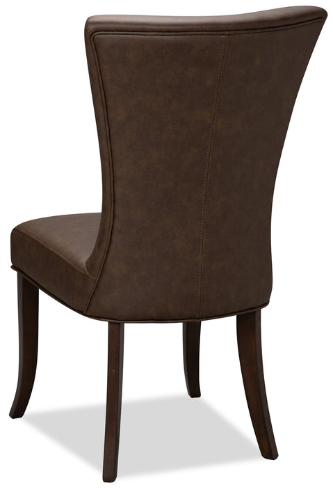 Chaise de salle à manger Bree en tissu de cuir végétalien - brune