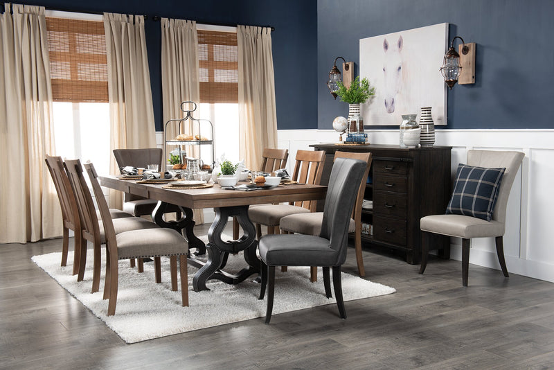 Chaise de salle à manger Bree en tissu de cuir végétalien - brune