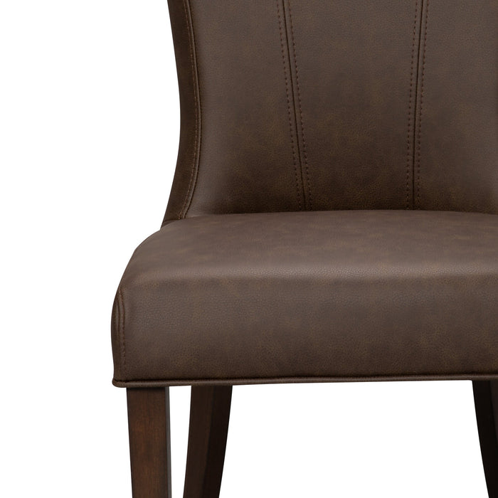 Chaise de salle à manger Bree en tissu de cuir végétalien - brune