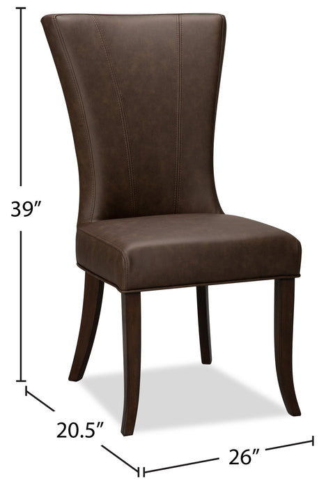Chaise de salle à manger Bree en tissu de cuir végétalien - brune