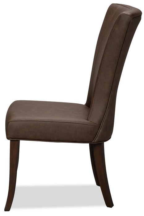 Chaise de salle à manger Bree en tissu de cuir végétalien - brune