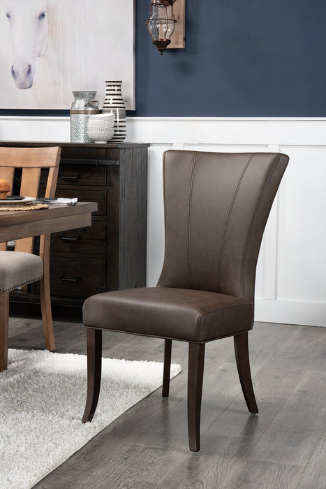 Chaise de salle à manger Bree en tissu de cuir végétalien - brune