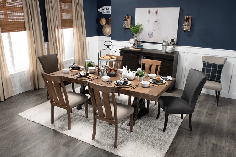 Chaise de salle à manger Bree en tissu de cuir végétalien - grise