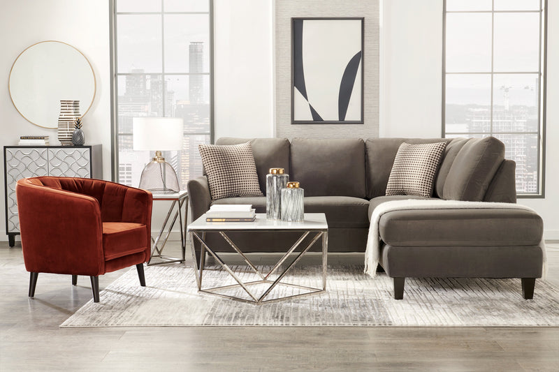 Fauteuil d’appoint Brinley de 29 po en tissu de velours avec pattes en bois - orange