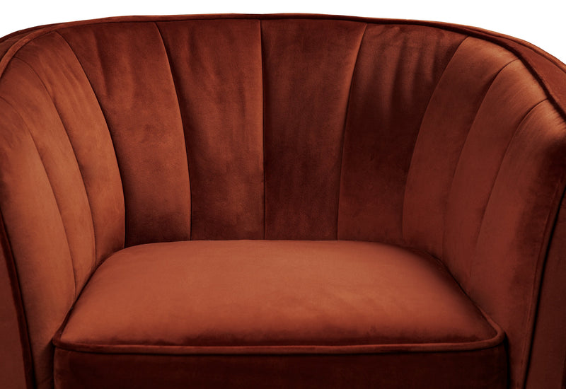 Fauteuil d’appoint Brinley de 29 po en tissu de velours avec pattes en bois - orange