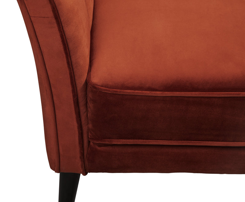 Fauteuil d’appoint Brinley de 29 po en tissu de velours avec pattes en bois - orange