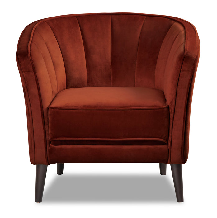 Fauteuil d’appoint Brinley de 29 po en tissu de velours avec pattes en bois - orange