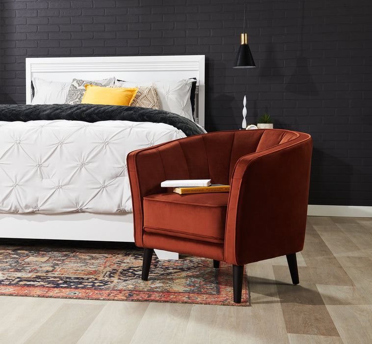 Fauteuil d’appoint Brinley de 29 po en tissu de velours avec pattes en bois - orange