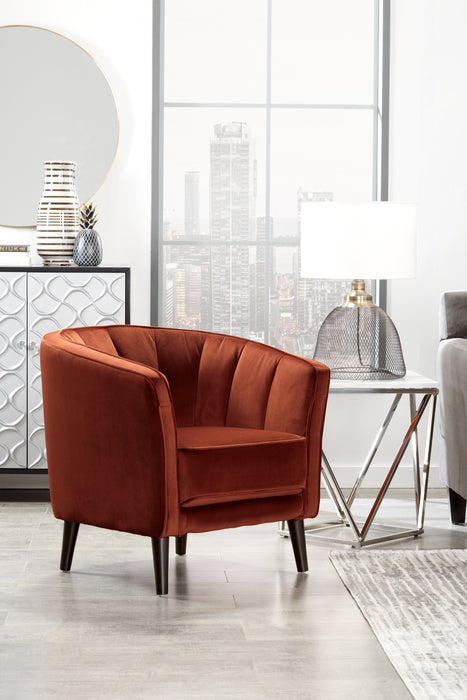 Fauteuil d’appoint Brinley de 29 po en tissu de velours avec pattes en bois - orange