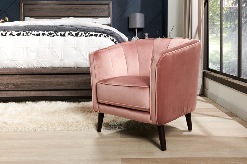 Fauteuil d’appoint Brinley de 29 po en tissu de velours avec pattes en bois - rose