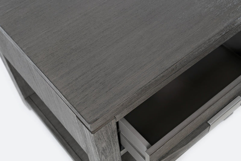 Table de bout rustique Bronx de 24 po avec rangement et tablette - bois gris