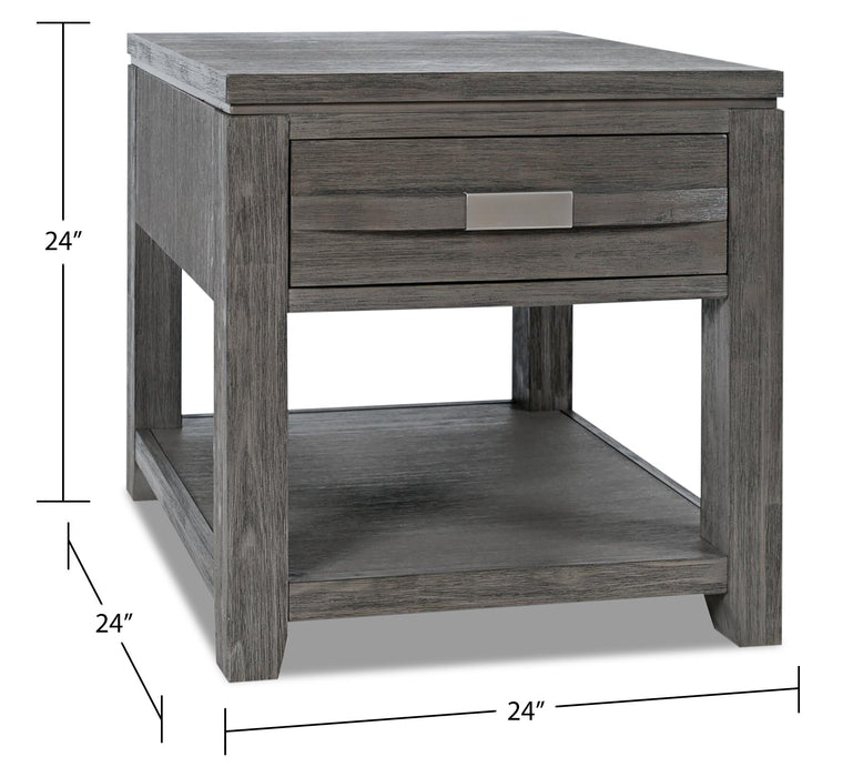 Table de bout rustique Bronx de 24 po avec rangement et tablette - bois gris