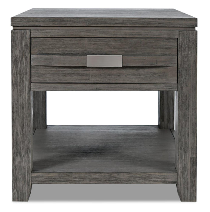 Table de bout rustique Bronx de 24 po avec rangement et tablette - bois gris