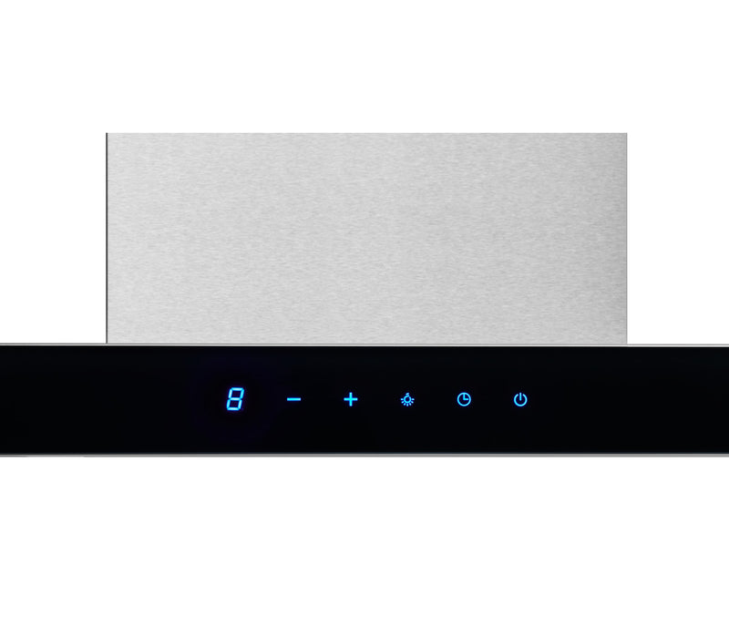 Hotte cheminée pyramidale Broan Designer de 30 po avec panneau en verre noir - BWT1304SSB