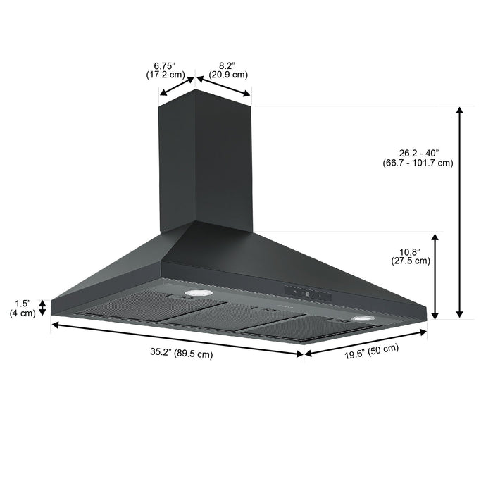 Hotte de cuisinière murale convertible Ancona de 36 po - AN-1586