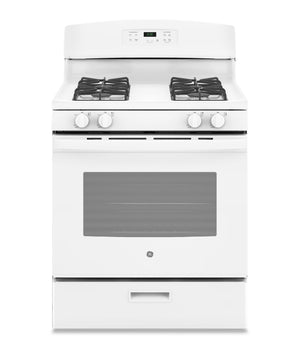 Cuisinière à gaz GE de 4,8 pi³ avec brûleur à mijotage précis et brûleur scellé sur la surface de cuisson - blanche - JCGBS60DEKWW