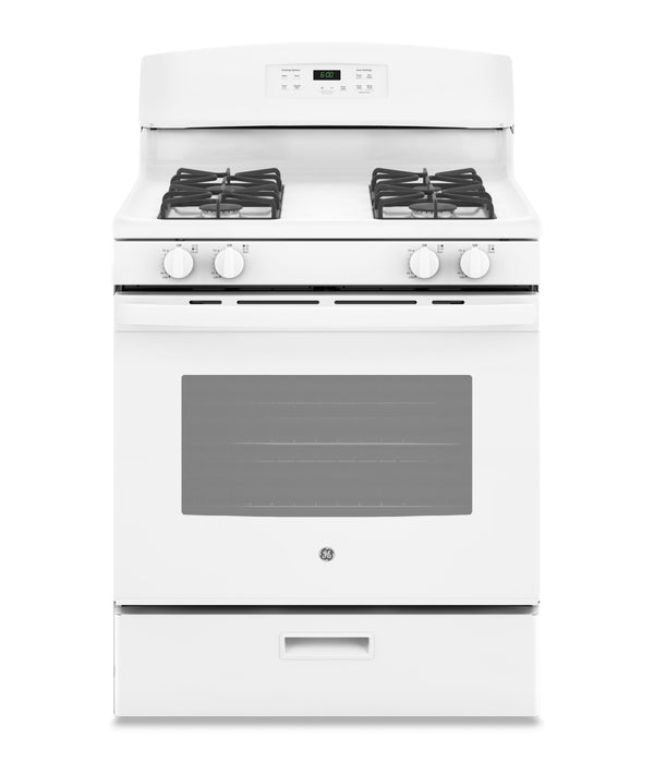 Cuisinière à gaz GE de 4,8 pi³ avec brûleur à mijotage précis et brûleur scellé sur la surface de cuisson - blanche - JCGBS60DEKWW