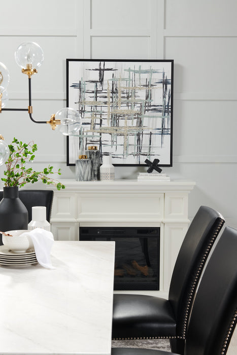 Chaise de salle à manger Cami en tissu en similicuir - noire