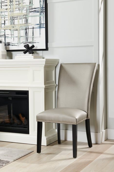 Chaise de salle à manger Cami en tissu en similicuir - grise