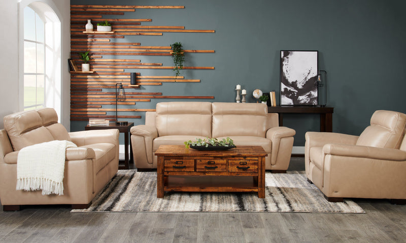 Table à café rustique Casey de 48 po avec rangement, tablette et roulettes - bois brun