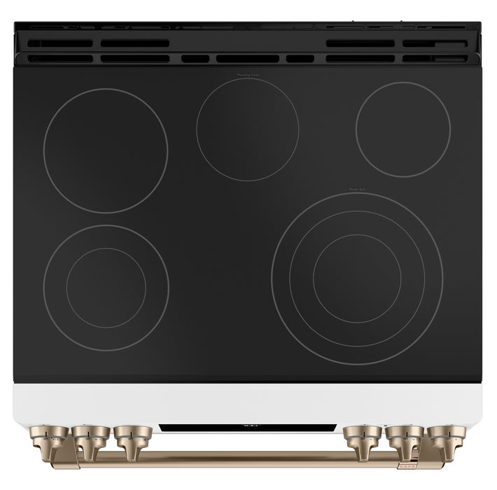 Cuisinière intelligente électrique Café de 5,7 pi³ avec convection européenne véritable et grilles autonettoyantes - blanc mat - CCES700P4MW2