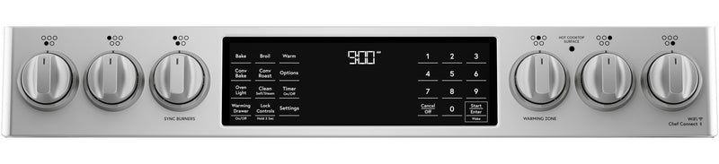 Cuisinière intelligente à induction Café de 5,7 pi³ avec convection européenne véritable et grilles autonettoyantes - acier inoxydable - CCHS900P2MS1