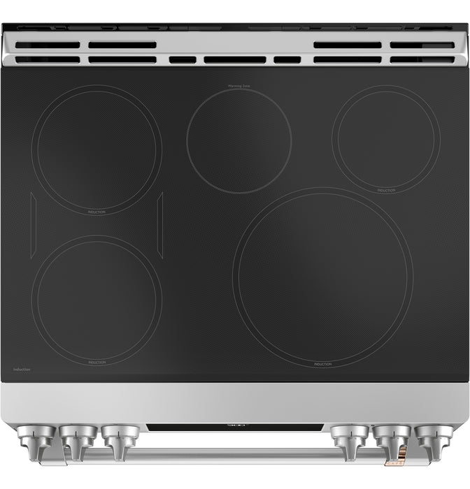 Cuisinière intelligente à induction Café de 5,7 pi³ avec convection européenne véritable et grilles autonettoyantes - acier inoxydable - CCHS900P2MS1