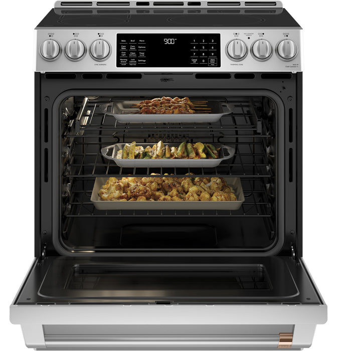 Cuisinière intelligente à induction Café de 5,7 pi³ avec convection européenne véritable et grilles autonettoyantes - acier inoxydable - CCHS900P2MS1
