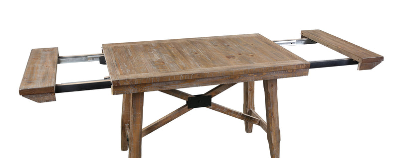 Ensemble de salle à manger Cedar 7 pièces en pin avec table de 72,07 po (L), base à tréteaux et 6 chaises - brun