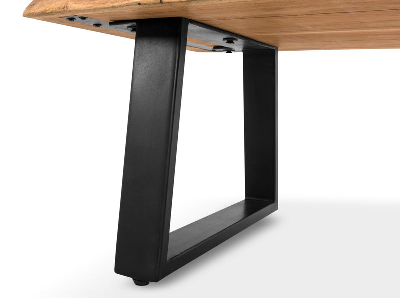 Table à café rustique Agra de 45 po - brune et noire avec pattes en fer