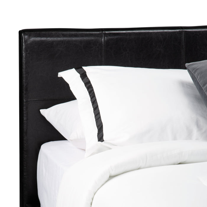 Lit rembourré Chase en tissu de cuir végétalien brun - format lit double