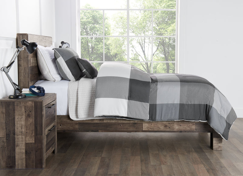 Ensemble d'édredon Charlie de 3 pièces pour lit simple - gris