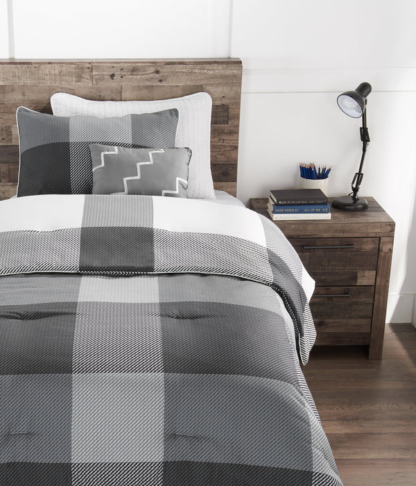 Ensemble d'édredon Charlie de 3 pièces pour lit simple - gris