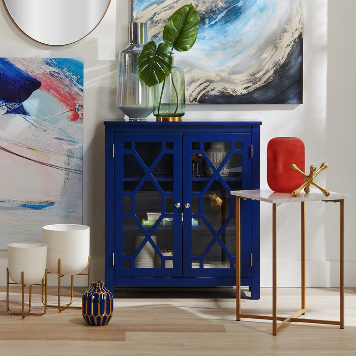 Armoire décorative Clary de 31,5 po avec portes en verre - bleu marine