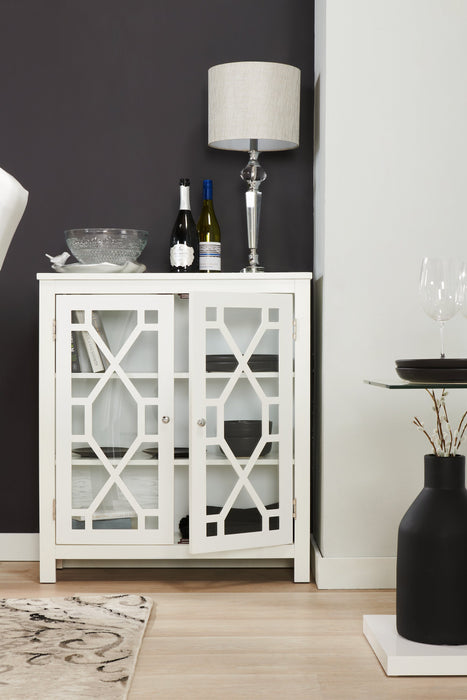 Armoire décorative Clary de 31,5 po avec portes en verre - blanche